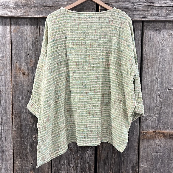 Yasuko Kurisaka Amy Cotton Woven Artisan Knit Pullover Asymmetric Tunic Top - Picture 6 of 8